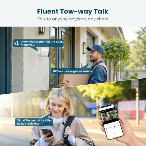 litokam Security Cameras Wireless Outdoor, 2K Battery Powered Outdoor Camera Wireless with Full Color Night Vision, PIR Motion Detection, 2.4G WiFi Home Indoor Camera with IP65 Waterproof, 2-Way Talk in Kuwait
