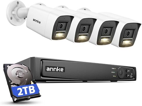 ANNKE 8CH 12MP PoE Security Camera System, Smart Dual Light, 2TB HDD | 4pcs 12 Megapixel UHD IP Bullet Cam, AI Human & Vehicle Detection, Color Night Vision, Audio Recording, Outdoor Surveillance in Kuwait