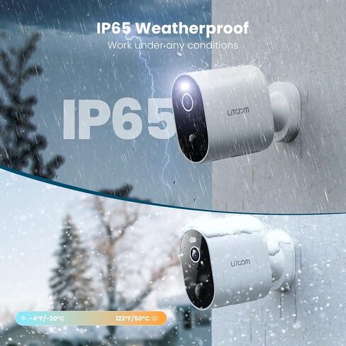 litokam Security Cameras Wireless Outdoor, 2K Battery Powered Outdoor Camera Wireless with Full Color Night Vision, PIR Motion Detection, 2.4G WiFi Home Indoor Camera with IP65 Waterproof, 2-Way Talk in Kuwait