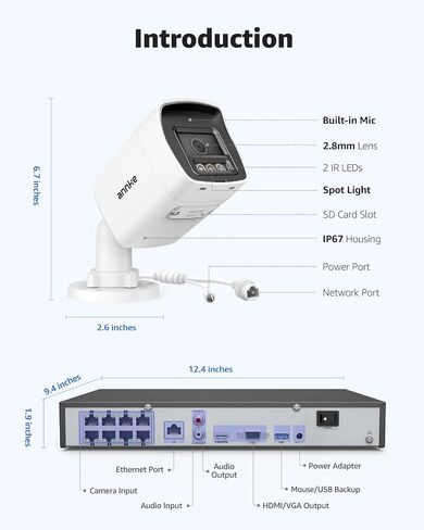 ANNKE 8CH 12MP PoE Security Camera System, Smart Dual Light, 2TB HDD | 4pcs 12 Megapixel UHD IP Bullet Cam, AI Human & Vehicle Detection, Color Night Vision, Audio Recording, Outdoor Surveillance in Kuwait
