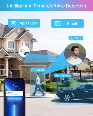 ZOSI 4K PoE Security Camera System,Person Vehicle Detection,8 Port 16CH 8MP NVR with 2TB HDD,4pcs 4K Outdoor Indoor PoE IP Cameras,2 Way Audio,Spotlight Siren,Color Night Vision,for 24/7 Recording in Kuwait