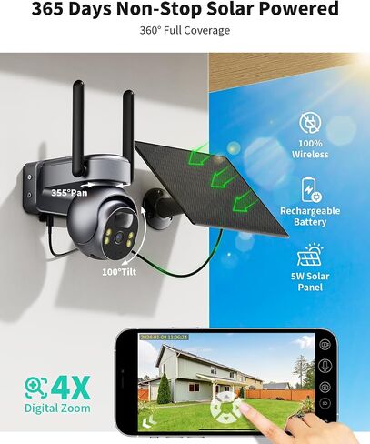 LIWAN No WiFi Security Camera, 4G LTE Cellular Security Camera, 2K Outdoor | Solar Powered Camera for Off-Grid Areas without WiFi, Built in SIM Card, Color Night Vision, PIR Motion Detection, 2 Way Talk in Kuwait