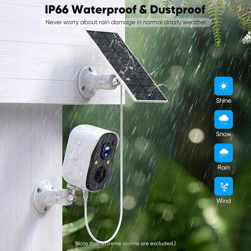 Solar Security Cameras Wireless Outdoor, 2K Solar Camera Wireless for Home, Color Night Vision, PIR Motion Detection, IP66 Waterproof, Cloud Storage/SD Card, Instant Alerts,2.4GHz WiFi (Black) in Kuwait