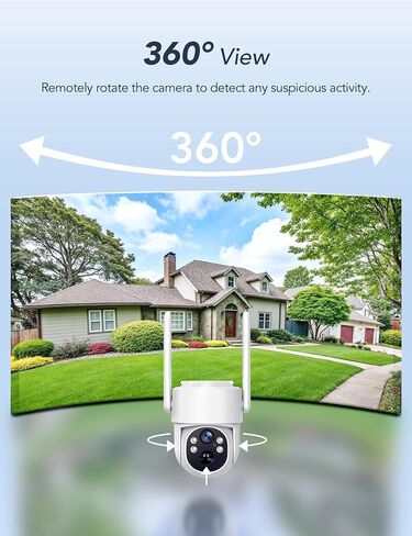 GNCC 4G LTE Cellular Security Camera Wireless Outdoor, No WiFi Solar Camera | 360° View, Built-in Virtual SIM Card, 2K Color Night Vision, AI Detection, Siren Alarm, Off-Grid for Cabin, Jobsite, US Only in Kuwait