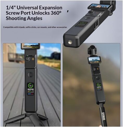 Coyktonty Battery Handle for DJI Osmo Pocket 4P/Pocket 4 3/Xtra Muse with LCD Full Color Display,Built-in 5000mAh Battery Fast Charging and Reserved 1/4"Thread,Maximum Power: 20W in Kuwait