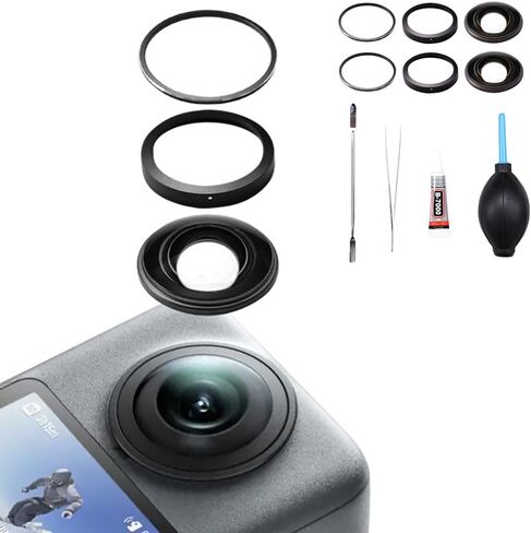 Lens Replacement Kit for DJI Osmo 360 Accessories, Optical Glass with Aluminum Alloy Ring + Assembly & Disassembly Tool, Camera Lens Repair Part Kit for Osmo 360 Panorama Camera (2 Pack) in Kuwait