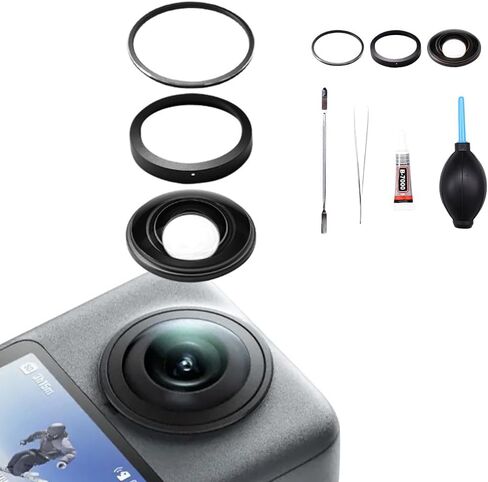 Lens Replacement Kit for DJI Osmo 360 Accessories, Portbale Optical Glass with Aluminum Alloy Ring, Camera Lens Repair Part Kit Compatible with DJI Osmo 360 Panorama Camera (1 Pack) in Saudi Arabia