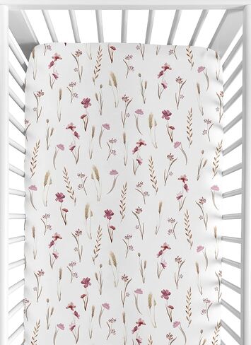Sweet Jojo Designs 2-Piece Baby Crib Sheets Set (Boho Garden Purple Floral) for Girls, Infant Nursery, Toddler Room - Fitted, Standard Size (Solid Lilac, Watercolor, Flower, Bohemian Chic, Farmhouse) in Kuwait