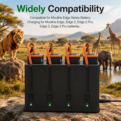 Charger for Moultrie Edge Series Cellular Trail Camera Battery, 4-Channel Charging Station for Moultrie Edge, Edge PRO,Edge 2, Edge 2 PRO Rechargeable Battery in Kuwait