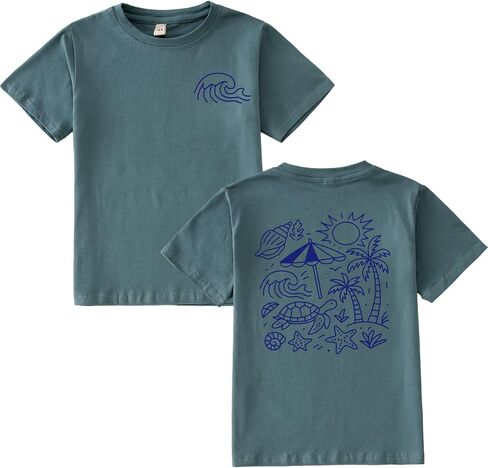 CM C&M WODRO Beach Shirt for Toddler Boy Girl Hawaiian T-Shirt Ocean Wave Graphic Tee Kids Cute Summer Tops Vacation Outfit in Kuwait