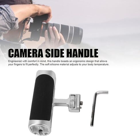 Side Handle for Camera Cage, Universal 1/4 Inch Positioning Screw, Ergonomic Silicone Handle, Cold Shoe, and Threaded Holes, Adjustable Arm Flexible Installation Options in Kuwait