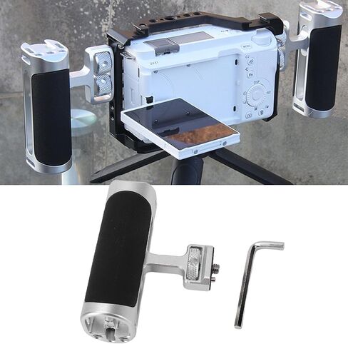 Side Handle for Camera Cage, Universal 1/4 Inch Positioning Screw, Ergonomic Silicone Handle, Cold Shoe, and Threaded Holes, Adjustable Arm Flexible Installation Options in Kuwait