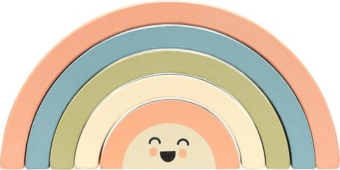 Pearhead Wooden Rainbow Stacking Ring Toy, Montessori Baby Stacker | Neutral Color Sorting Rings, Fine Motor Play, Hand-Eye Coordination, Nursery Decor, Baby or Toddler Gift, Ages 12M+ in Saudi Arabia