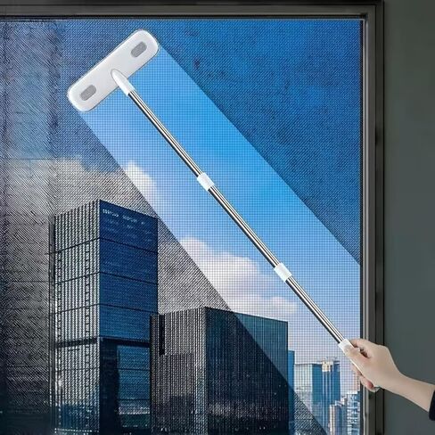 Boolavard Magic Window Cleaning Brush with a Telescopic Handle, Screen Cleaning Tool, Reusable Pet Hair Remover, Household Window and Door Cleaning Brush, Cleaning Supplies, Cleaning Tools in Kuwait