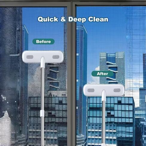Boolavard Magic Window Cleaning Brush with a Telescopic Handle, Screen Cleaning Tool, Reusable Pet Hair Remover, Household Window and Door Cleaning Brush, Cleaning Supplies, Cleaning Tools in Kuwait