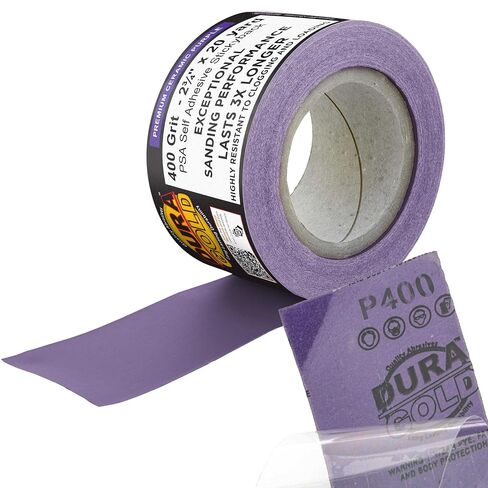Dura-Gold Premium 80 Grit PSA Purple Film Ceramic Longboard Sandpaper, 2-3/4" Wide Continuous 20 Yard Roll - Self Adhesive Stickyback for Auto & Wood Air File Long Board Sanders, Hand Sanding Blocks in Kuwait