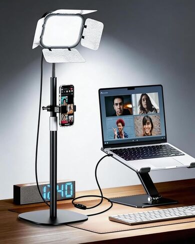 EMART Desktop Zoom Meeting Streaming Key Light with Flexible Gooseneck | Desk Video Conferencing Call Continuous Output Lighting, Content Creator Recording Selfie Light for Laptop Computer Webcam in Kuwait