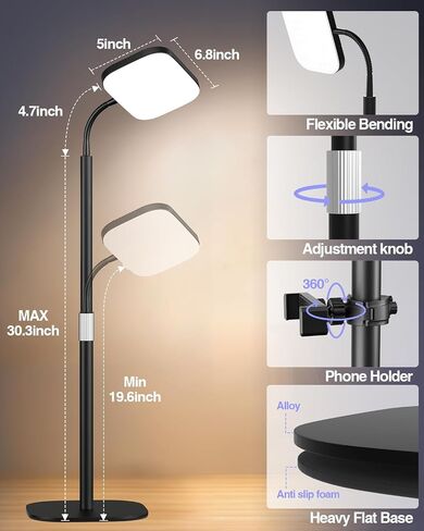 EMART Desktop Zoom Meeting Streaming Key Light with Flexible Gooseneck | Desk Video Conferencing Call Continuous Output Lighting, Content Creator Recording Selfie Light for Laptop Computer Webcam in Kuwait