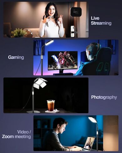 EMART Desktop Zoom Meeting Streaming Key Light with Flexible Gooseneck | Desk Video Conferencing Call Continuous Output Lighting, Content Creator Recording Selfie Light for Laptop Computer Webcam in Kuwait