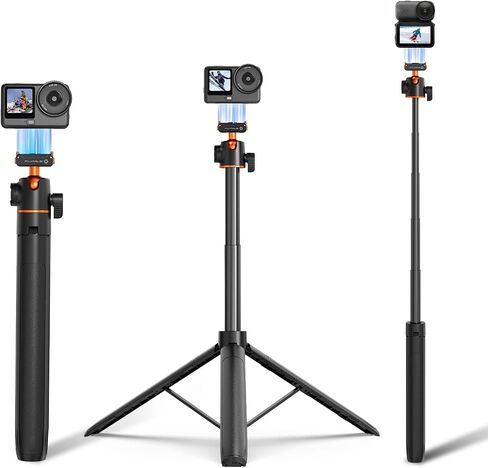 Tripod for DJI Osmo Nano/Osmo Action 6, 55" Magnetic Quick Release Selfie Stick Extension Rod Table Desk Portable Handle Grip Stand with Cold Shoe for DJI Osmo Nano/Action 6 Accessories in Kuwait