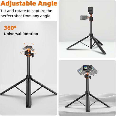Tripod for DJI Osmo Nano/Osmo Action 6, 55" Magnetic Quick Release Selfie Stick Extension Rod Table Desk Portable Handle Grip Stand with Cold Shoe for DJI Osmo Nano/Action 6 Accessories in Kuwait