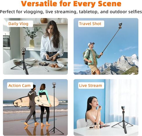 Tripod for DJI Osmo Nano/Osmo Action 6, 55" Magnetic Quick Release Selfie Stick Extension Rod Table Desk Portable Handle Grip Stand with Cold Shoe for DJI Osmo Nano/Action 6 Accessories in Kuwait