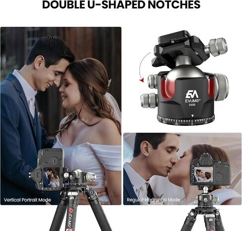 EVUMO DX55 Ball Head, 55mm Low Profile Heavy Duty CNC Panoramic Tripod Ball Head Mount with Mlok Arca Swiss Quick Release Plate for Camera Tripod Monopod DSLR Camcorder Telescope, Max Load 88lb/40kg in Kuwait