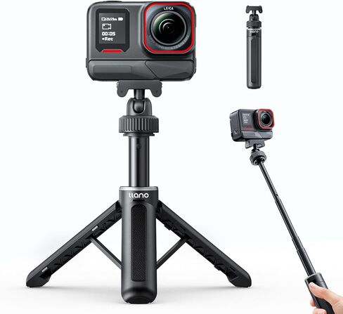 llano 16" Magnetic Action Camera Tripod for Insta 360 Ace pro 2/1, X5, X4, Mini Tripod with Magsafe Quick Release Adapter, Small Selfie Stick, 360° Ball Head, Portable, Lightweight, Black in Kuwait