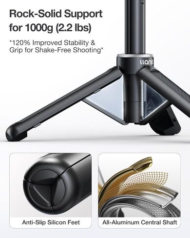 llano 16" Magnetic Action Camera Tripod for Insta 360 Ace pro 2/1, X5, X4, Mini Tripod with Magsafe Quick Release Adapter, Small Selfie Stick, 360° Ball Head, Portable, Lightweight, Black in Kuwait