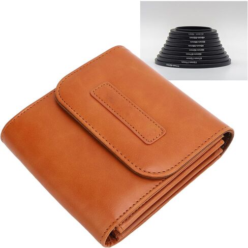 5 in 1 Camera Lens Filter Pouch, Up to 100mm Lensfilter Storage Case, PU Leather Filter Holder with Soft Dividers, Vintage Lens Case for ND CPL Photography Filters in Kuwait