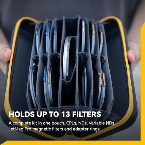 NiSi Caddy MAX Filter Pouch - Capacity for 13 Circular Filters up to 95mm | Hard Shell Filter Storage w/ 13 Microfiber-Lined Pockets, YKK Water-Resistant Zipper, Fits JetMag Pro up to 95MAG in Kuwait