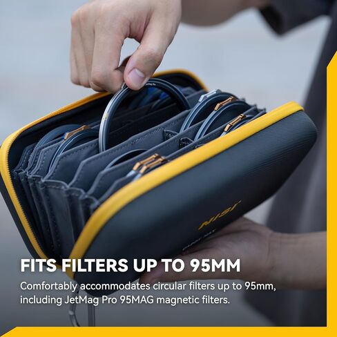 NiSi Caddy MAX Filter Pouch - Capacity for 13 Circular Filters up to 95mm | Hard Shell Filter Storage w/ 13 Microfiber-Lined Pockets, YKK Water-Resistant Zipper, Fits JetMag Pro up to 95MAG in Kuwait