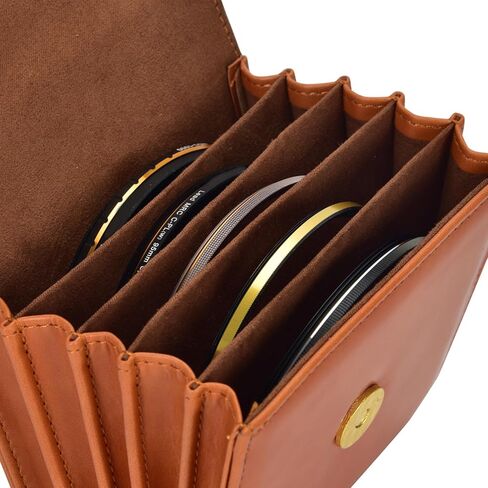 Greensen Camera Lens Filter Case, 5 Layer Storage Bag with Magnetic Closure for Filters Up to 100mm PU Leather Vintage Design Hard Pouch in Kuwait