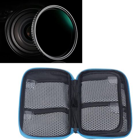 Camera Lens Filter Case, Lens Filter Storage Bag Pouch Carry Case with Hook Loop Strap, Holds Up to 9 Filters for 30mm to 82mm Lenses Camera DSLR SLR in Kuwait