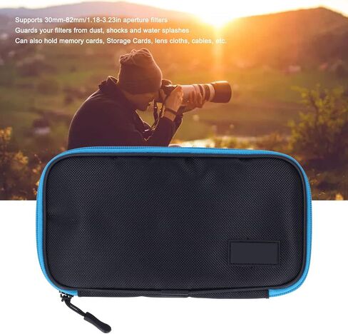 Camera Lens Filter Case, Lens Filter Storage Bag Pouch Carry Case with Hook Loop Strap, Holds Up to 9 Filters for 30mm to 82mm Lenses Camera DSLR SLR in Kuwait