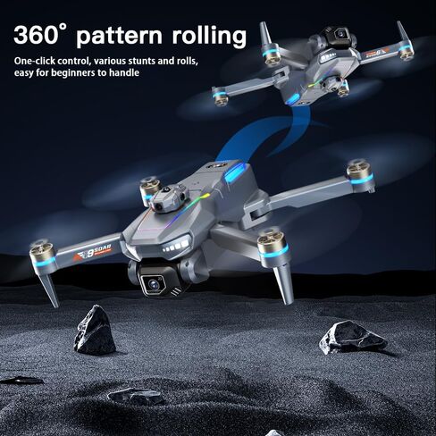 Drone with HD Camera for Adults, Foldable RC Drone with 4.3 Inch Screen on Controller, Brushless Motor, 5-Way Infrared Obstacle Avoidance, Electric Adjustable HD Camera, Optical Flow Positioning, Headless Mode, 360° Flip, Under 250g Lightweight Portable D in Kuwait