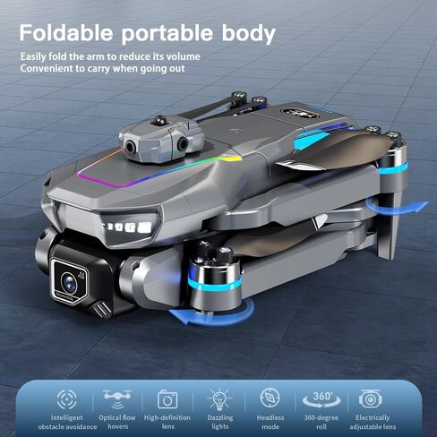 Drone with HD Camera for Adults, Foldable RC Drone with 4.3 Inch Screen on Controller, Brushless Motor, 5-Way Infrared Obstacle Avoidance, Electric Adjustable HD Camera, Optical Flow Positioning, Headless Mode, 360° Flip, Under 250g Lightweight Portable D in Kuwait