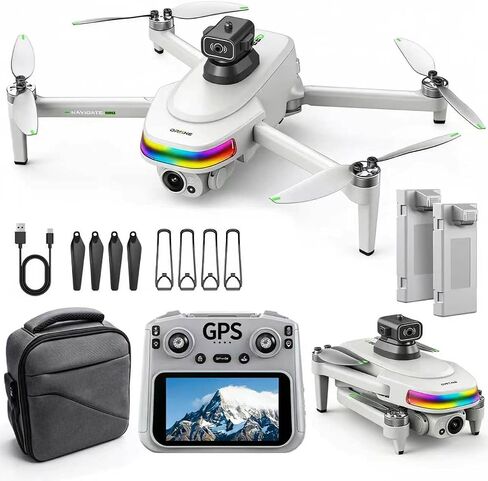 Drones With Camera For Adults 4k 50 Mins Flight 2 Battery Drone | Gps Drone ,With Screen On Controller,Adjustable Camera 90 °,Auto Return,Obstacle Sensing,Ai Track, For Beginner Toy Gifts in Kuwait