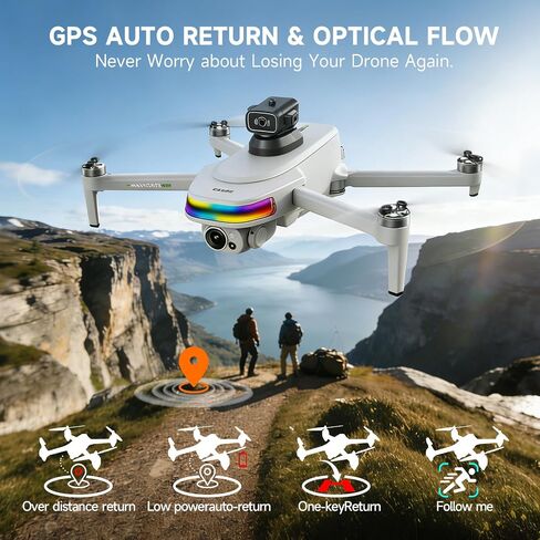 Drones With Camera For Adults 4k 50 Mins Flight 2 Battery Drone | Gps Drone ,With Screen On Controller,Adjustable Camera 90 °,Auto Return,Obstacle Sensing,Ai Track, For Beginner Toy Gifts in Kuwait