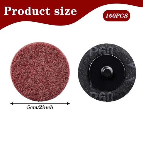 150Pcs 2 Inch Sanding Discs Roll Lock Die Grinder Sanding Discs, Aluminum Oxide Abrasive Quick Replacement Disc for Metal Wood Rust Paint Removal Polishing Finishing (60 Grit) in Kuwait