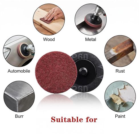 150Pcs 2 Inch Sanding Discs Roll Lock Die Grinder Sanding Discs, Aluminum Oxide Abrasive Quick Replacement Disc for Metal Wood Rust Paint Removal Polishing Finishing (60 Grit) in Kuwait