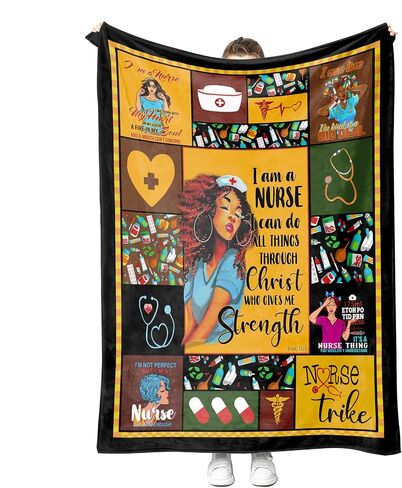 Nurse Gifts for Women Nurse Blanket Super Soft Fleece Throw Blankets RN Gifts for Women Nurses Week Gifts Thank You Present for LPN Thanksgiving Christmas 50x60 (Blue) in Kuwait