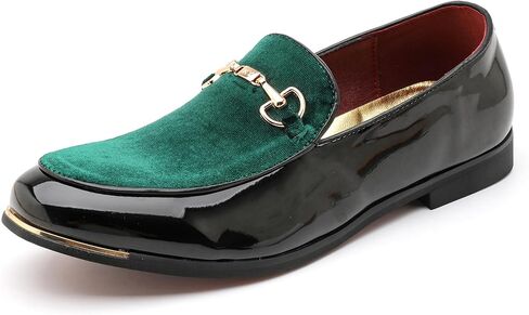 Men's Velvet and Patent Leather Loafers Driving Shoes for Party Wedding Prom Graduation Daily Plus Size 7-13 in Kuwait