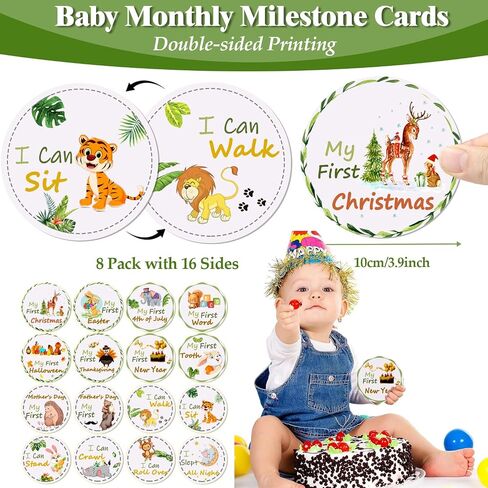 Baby Monthly Milestone Blanket 60"x40" Soft Flannel, 1-12 Months Growth Chart with Photo Banners & Milestone Cards, Newborn Photography Backdrop Baby Keepsake Photo Prop for Baby Boy in Kuwait
