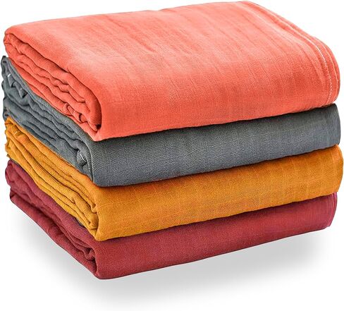 Pack of 4 Swaddle Blankets - Organic Cotton Muslin Baby Blanket for Swaddles 3-6 Months & 0-3 Months | Soft Swaddle for Newborns Babies, 47x47 cm Receiving Blankets, in Kuwait