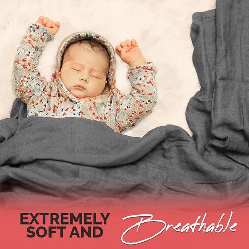 Pack of 4 Swaddle Blankets - Organic Cotton Muslin Baby Blanket for Swaddles 3-6 Months & 0-3 Months | Soft Swaddle for Newborns Babies, 47x47 cm Receiving Blankets, in Kuwait