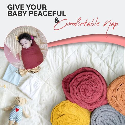 Pack of 4 Swaddle Blankets - Organic Cotton Muslin Baby Blanket for Swaddles 3-6 Months & 0-3 Months | Soft Swaddle for Newborns Babies, 47x47 cm Receiving Blankets, in Kuwait
