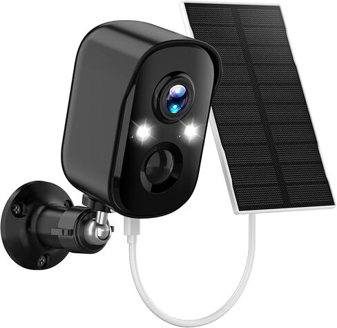 Solar Security Cameras Wireless Outdoor, 2K Solar Camera Wireless for Home, Color Night Vision, PIR Motion Detection, IP66 Waterproof, Cloud Storage/SD Card, Instant Alerts,2.4GHz WiFi (Black) in Kuwait