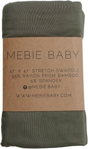 Mebie Baby Dusty Blue Stretch Swaddle Blanket, Modern and Neutral Baby Blanket for Newborns (0-3 Months), Comfy Wrap, Baby Essentials & Gifts (47" x 47") in Saudi Arabia