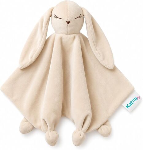 Large Bunny Lovey for Babies, Gender Neutral Baby Gift, 16 x 14 in | Breathable cotton front with soft Crystal Velvet back; security blanket for infants and toddlers. in Kuwait